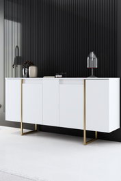 Hanah Home Luxe Consola Blanco y Oro